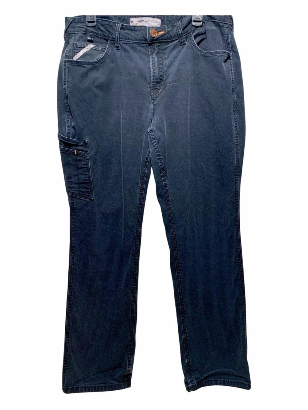 Ariat Gray Straight-Leg Rebar m4 cargo Pants with Yellow Zip Detail